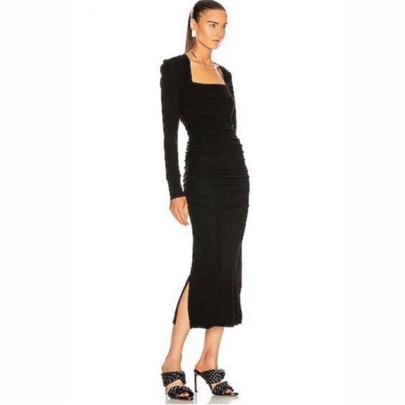GANNI Ruched crepe midi dress - Picture 3 of 16